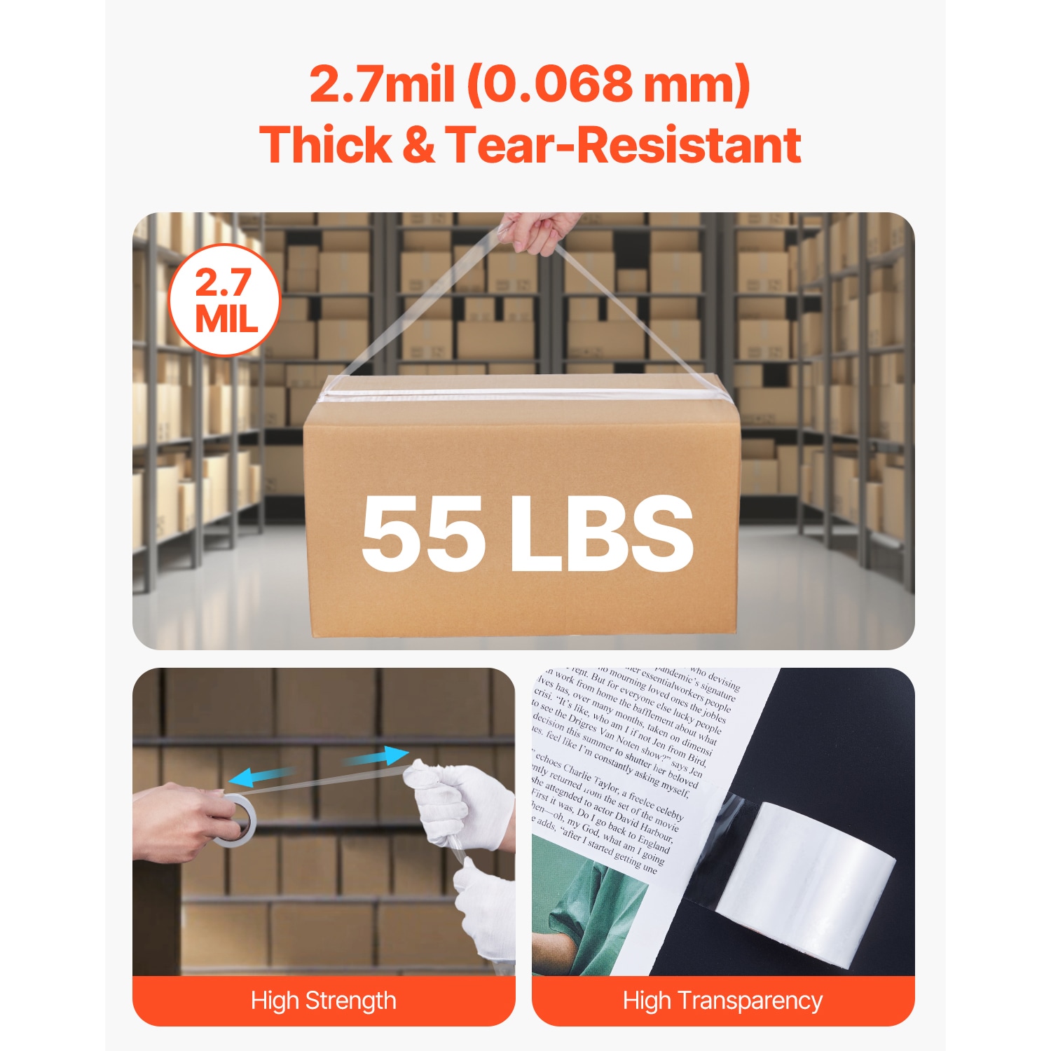 Clear Packing Tape With Dispenser Heavy Duty Shipping Parcel Tape_voghion.com